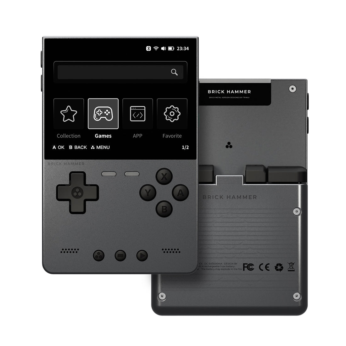gogamegeek 🔥(CrossMix-OS) Trimui Brick Hammer Handheld Game Console All-Metal - Dark Grey / Without Memory Card (None)