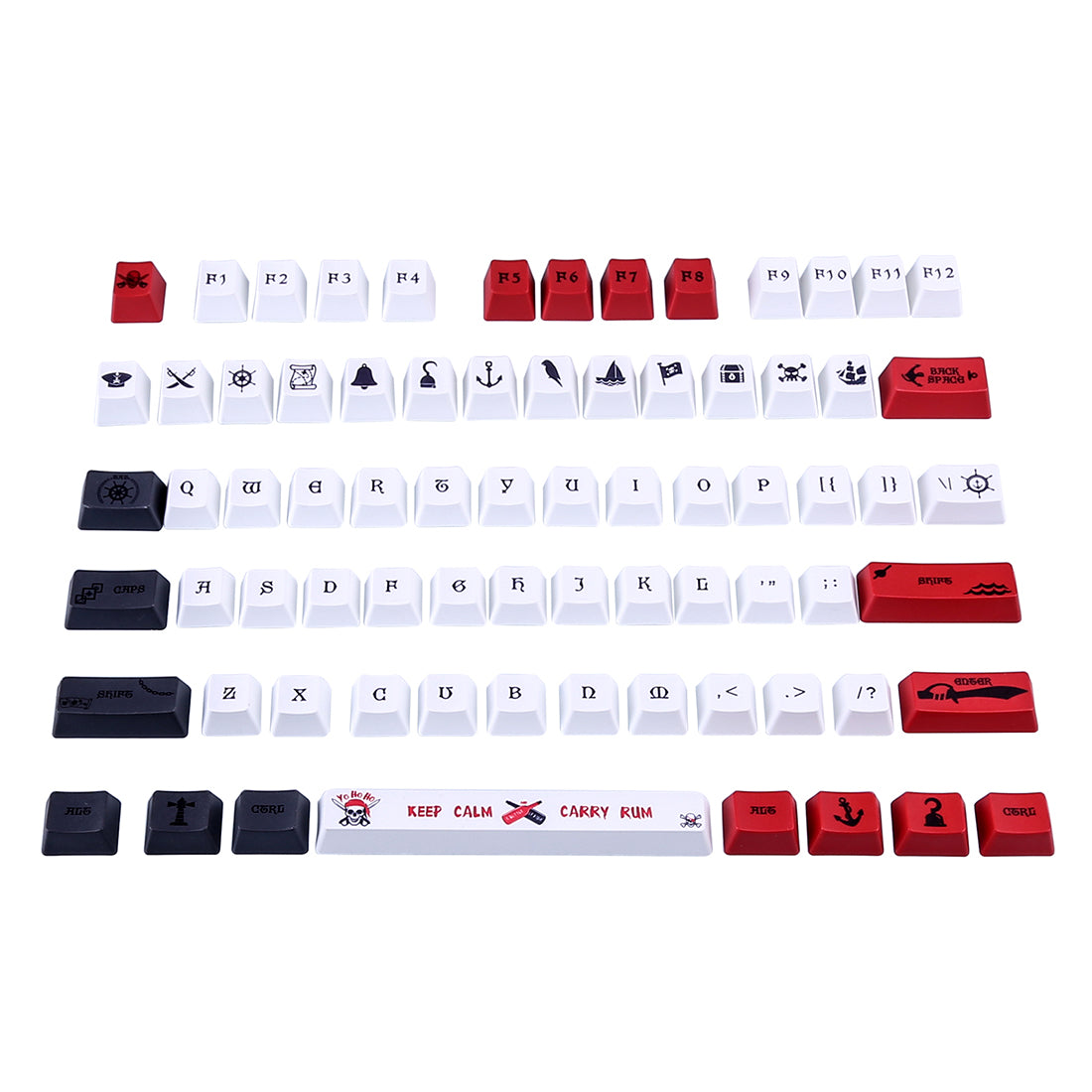 Keycaps Set Pirate Style PBT Dye sub 61 64 87 96 104 Mechanical Keyboard