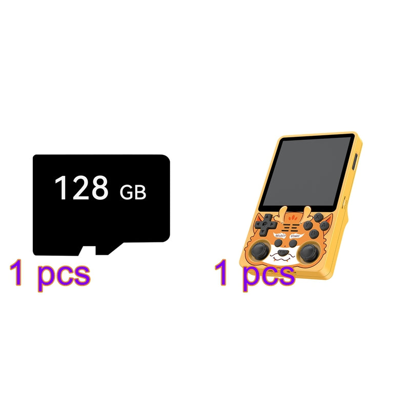 Powkddy RGB20SX Retro Handheld Spielkonsole Mit 20000 Spielen, 4.0 Inch IPS Screen Linux System, Retro Konsole Unterstützung HDMI TV-Ausgang, 64G TF- Karte,Gelb